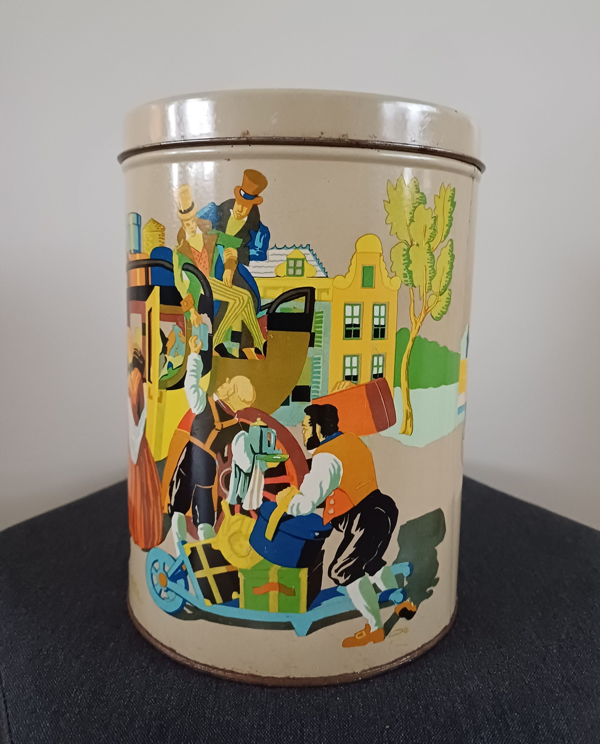 Vintage blik met historisch Nederlands stadsbeeld