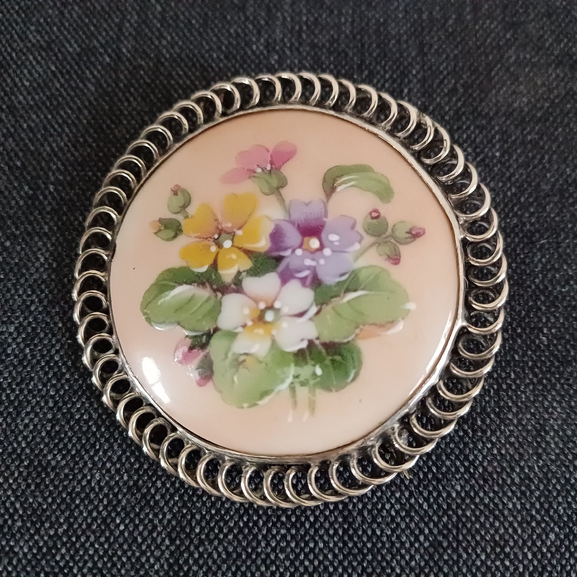Antieke Limoges porseleinen broche