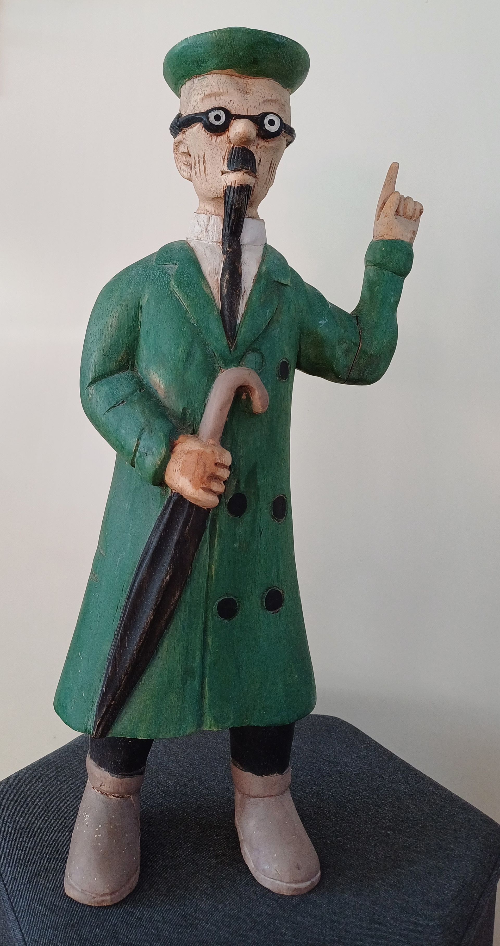 Hergé houten beeld Professor Zonnebloem - Tryphon Tournesol - Kuifje / Tintin