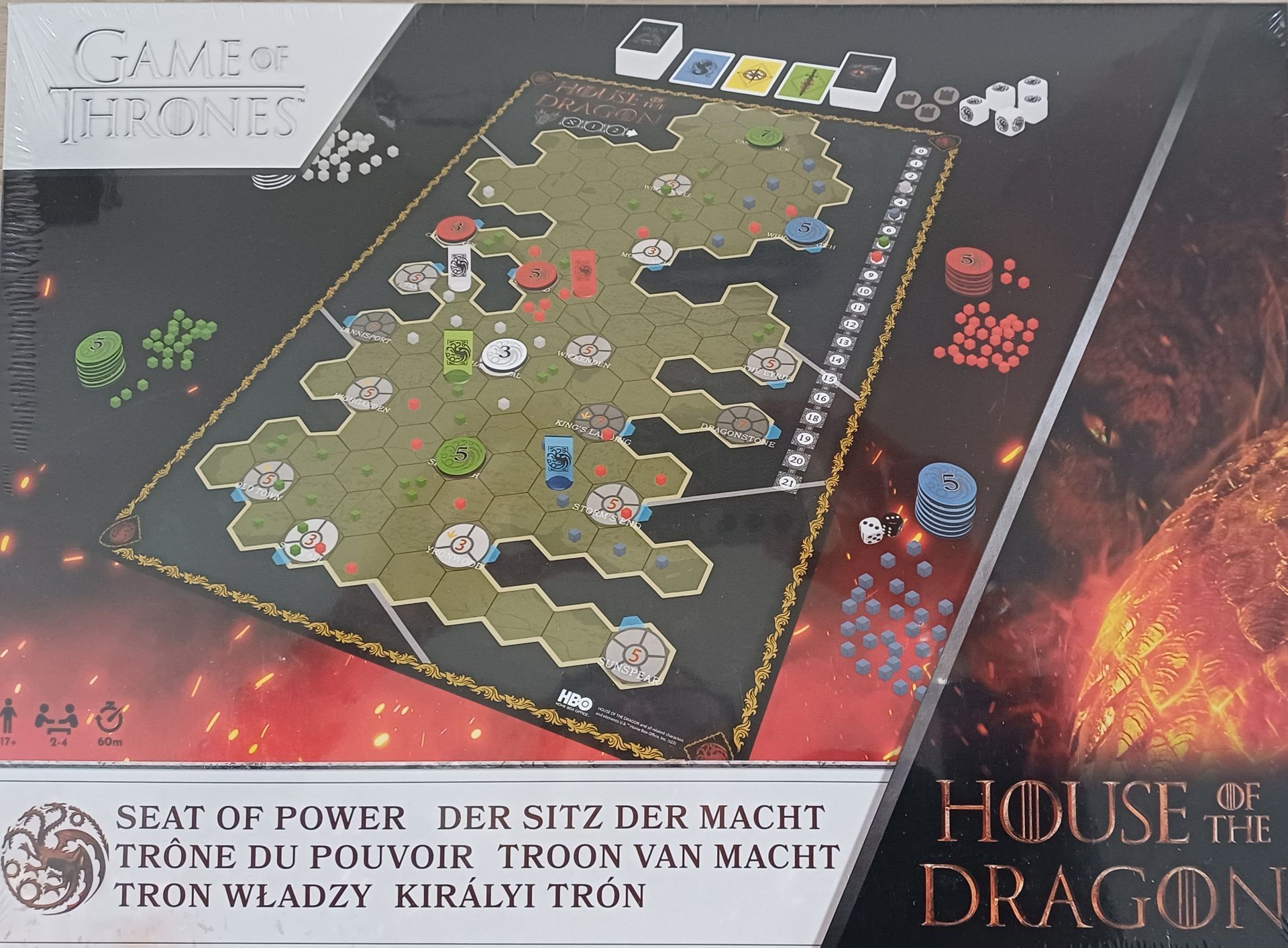 Bordspel House of the Dragon: Seat of Power. Game of Thrones.