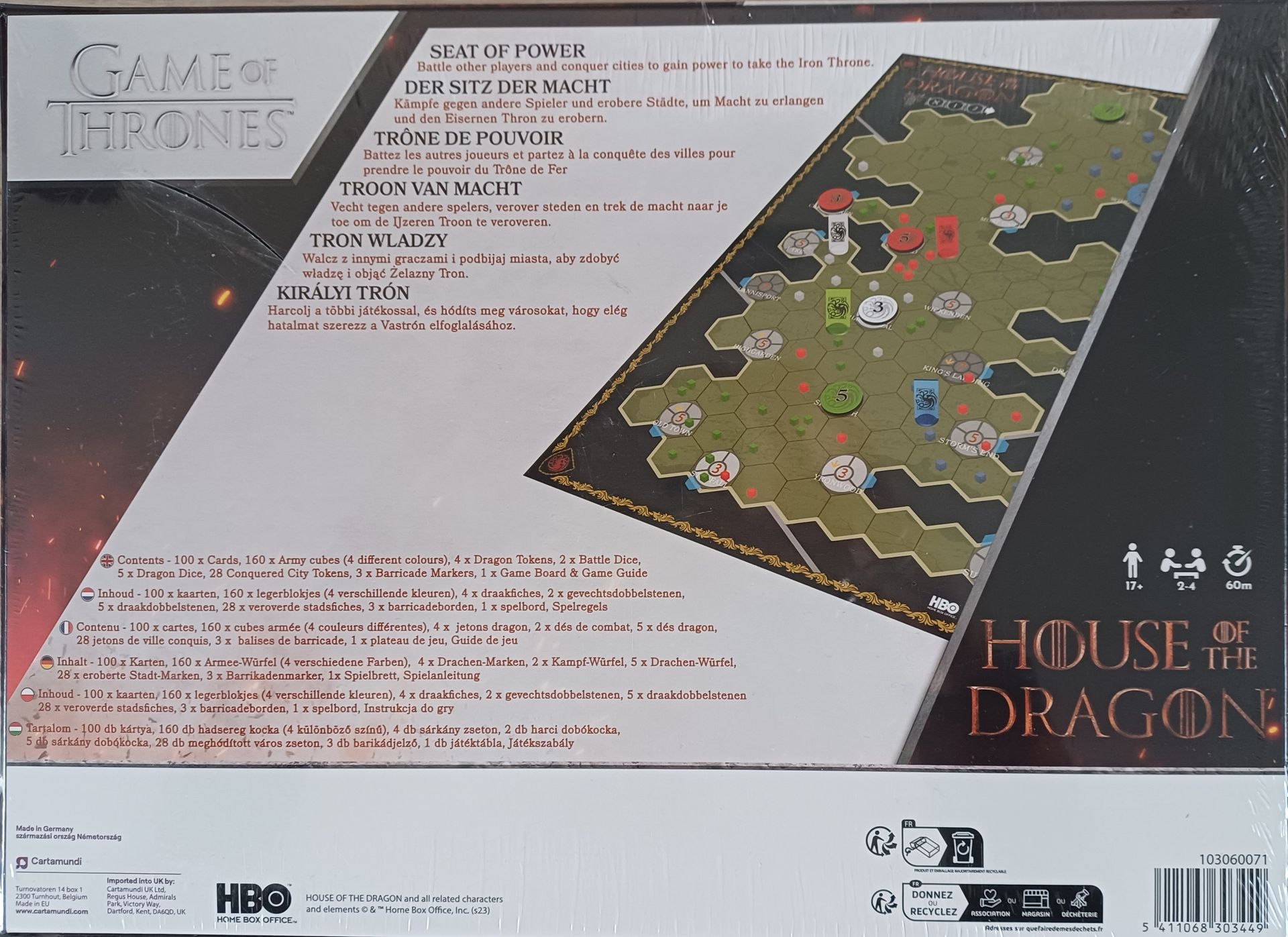 Bordspel House of the Dragon: Seat of Power. Game of Thrones.