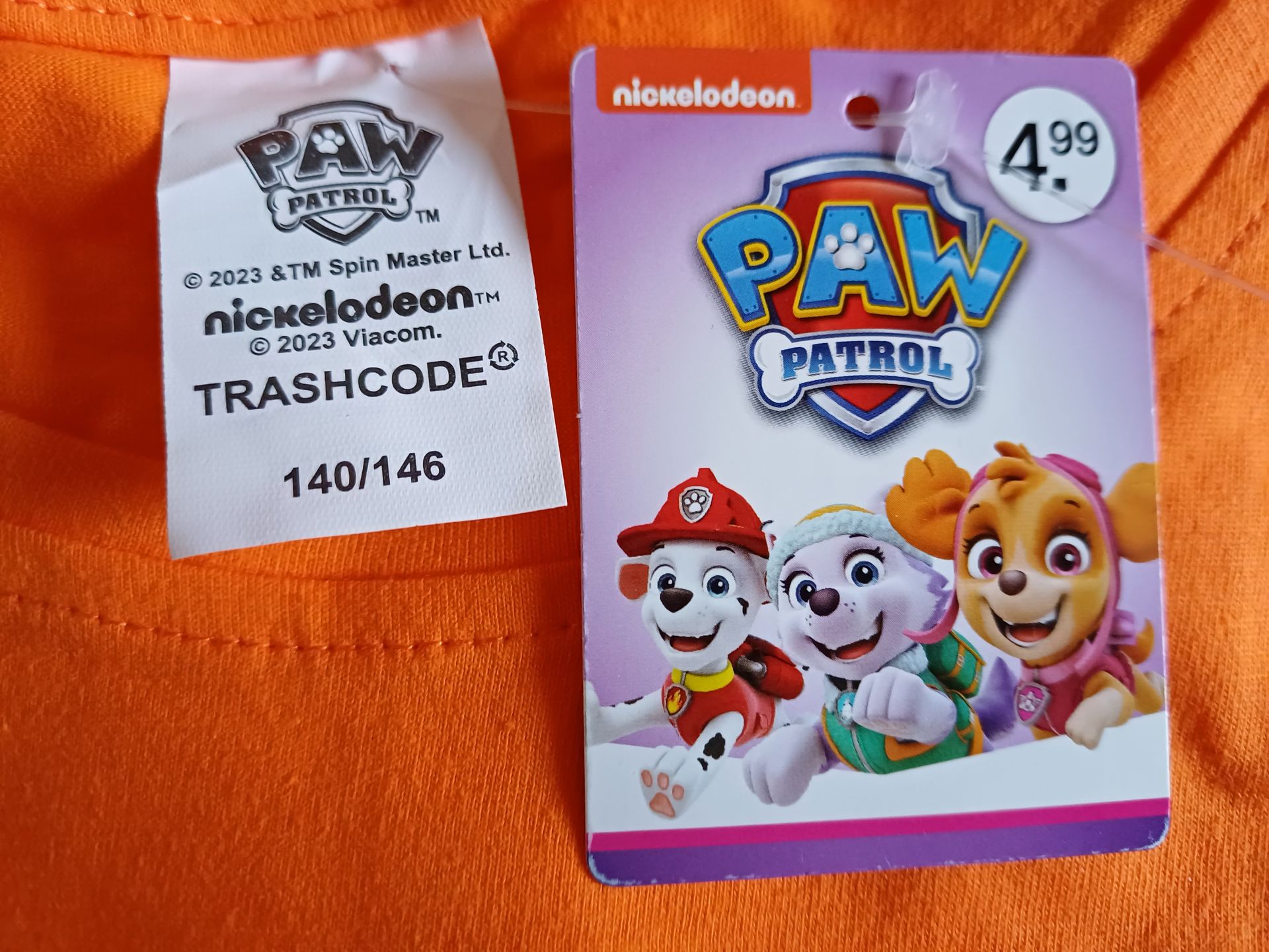 Oranje PAW Patrol meisjes shirt met korte mouwen, licht getailleerd. Leuk voor Koningsdag en dergelijke.