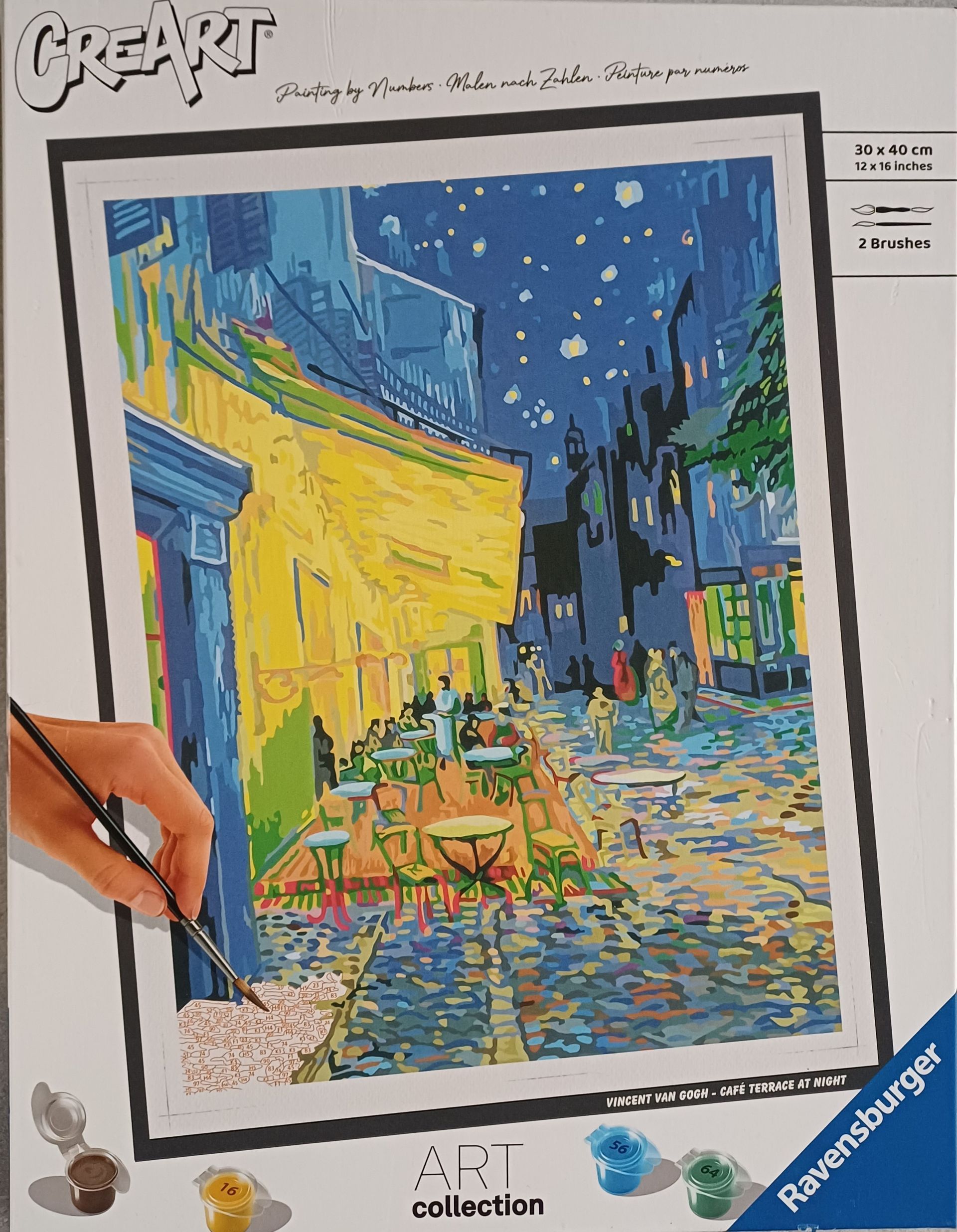Ravensburger CreArt Painting by Nummers set - Cafe Terrace at Night - Vincent van Gogh.