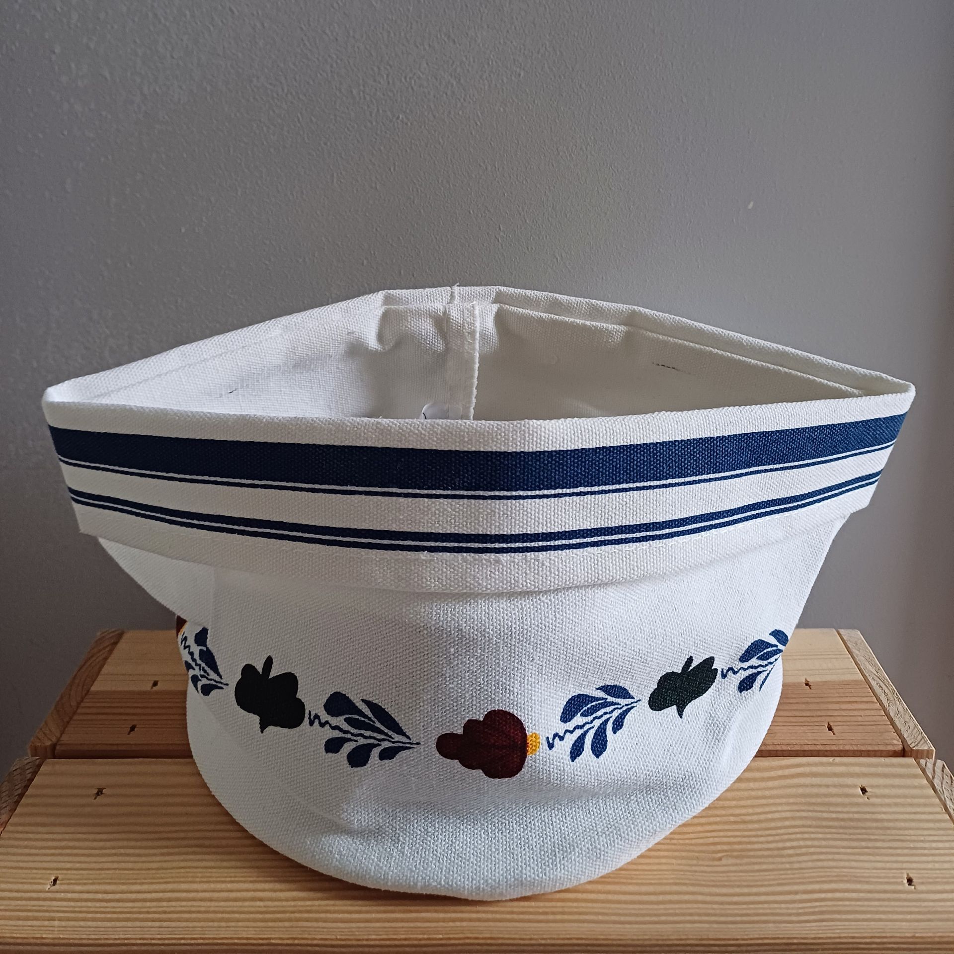 Boerenbont canvas broodmand, rond.