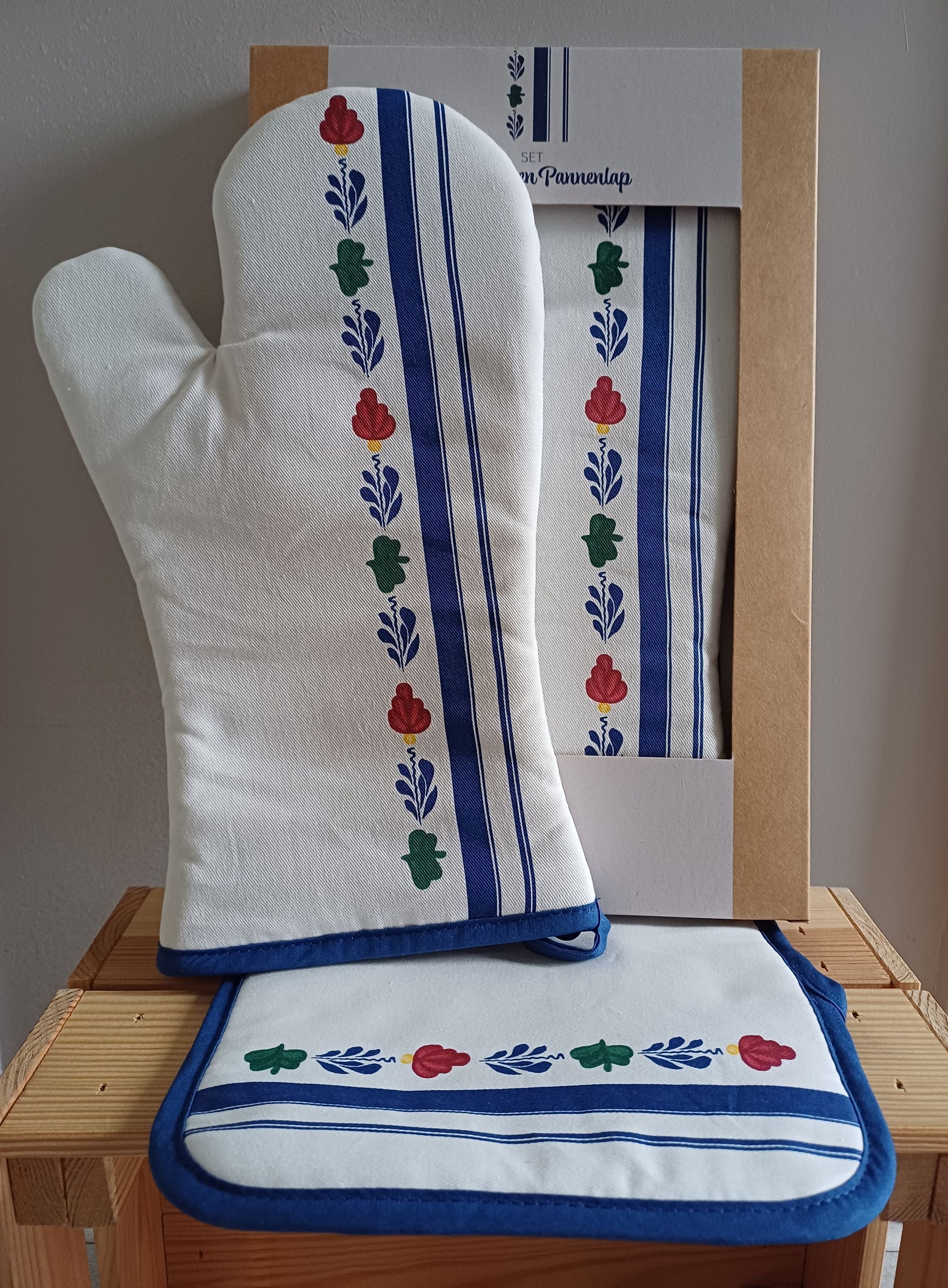 Boerenbont ovenwant en pannenlap set.