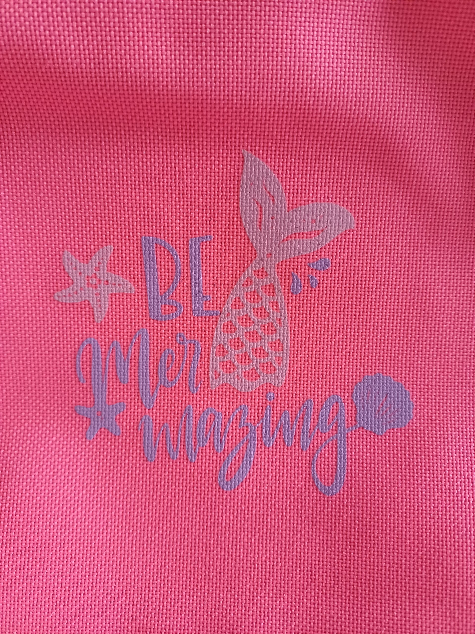 Kinderrugzak met zeemeerminstaart print en glitters - roze.