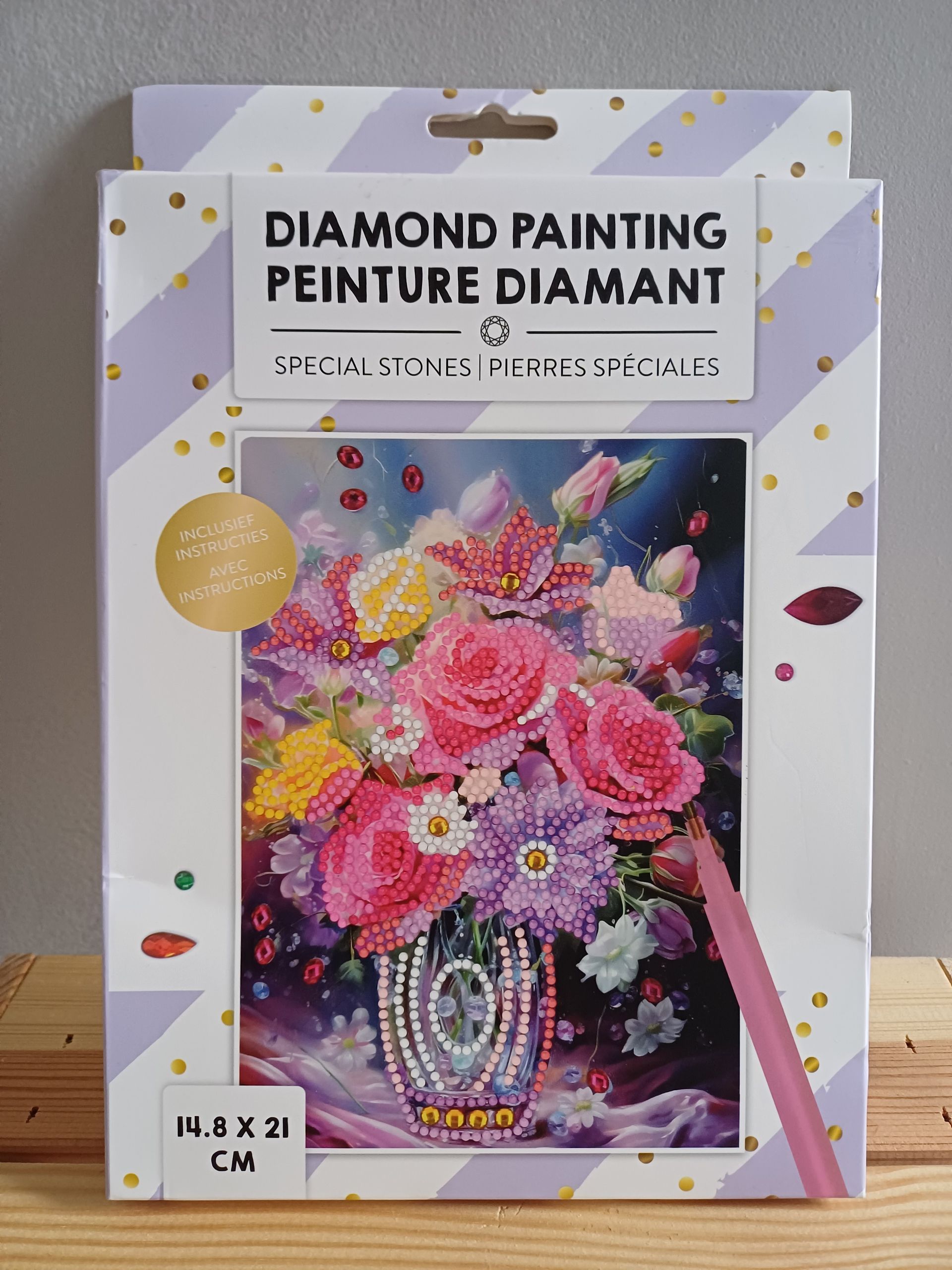 Diamond Painting kleurrijke bloemen in vaas - A5 formaat.