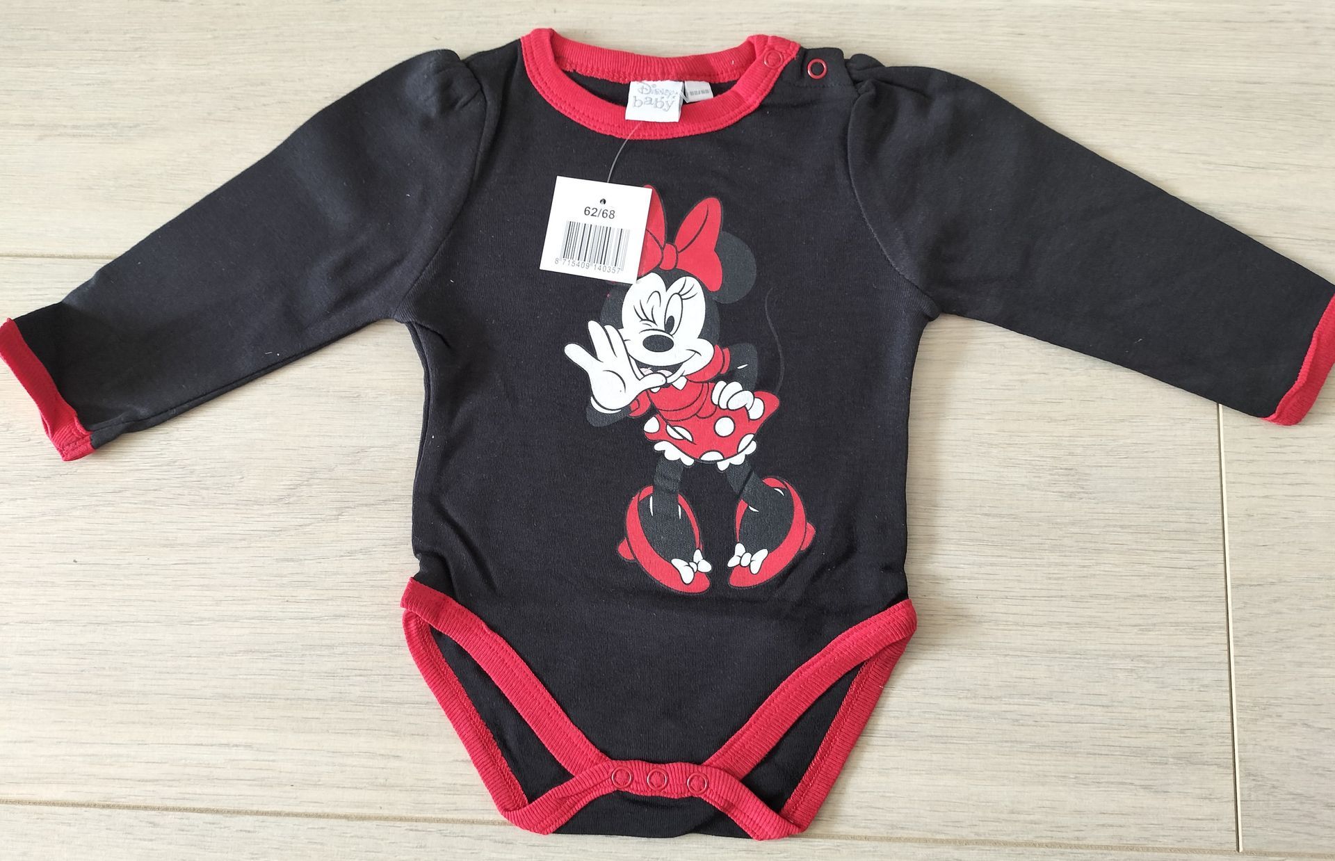 Disney Minnie Mouse romper zwart/rood/wit maat 62-68