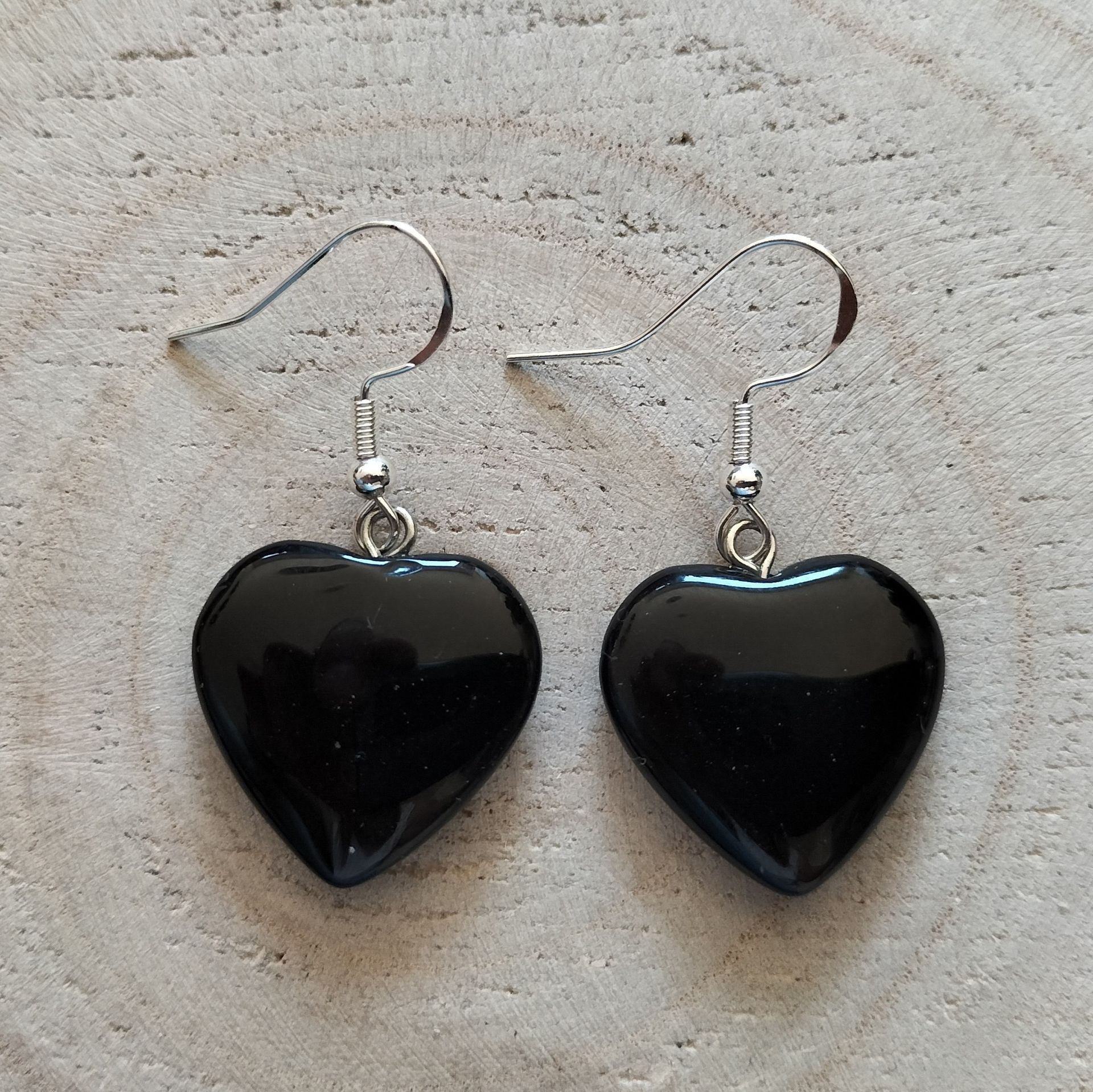 Obsidiaan hartjes oorbellen