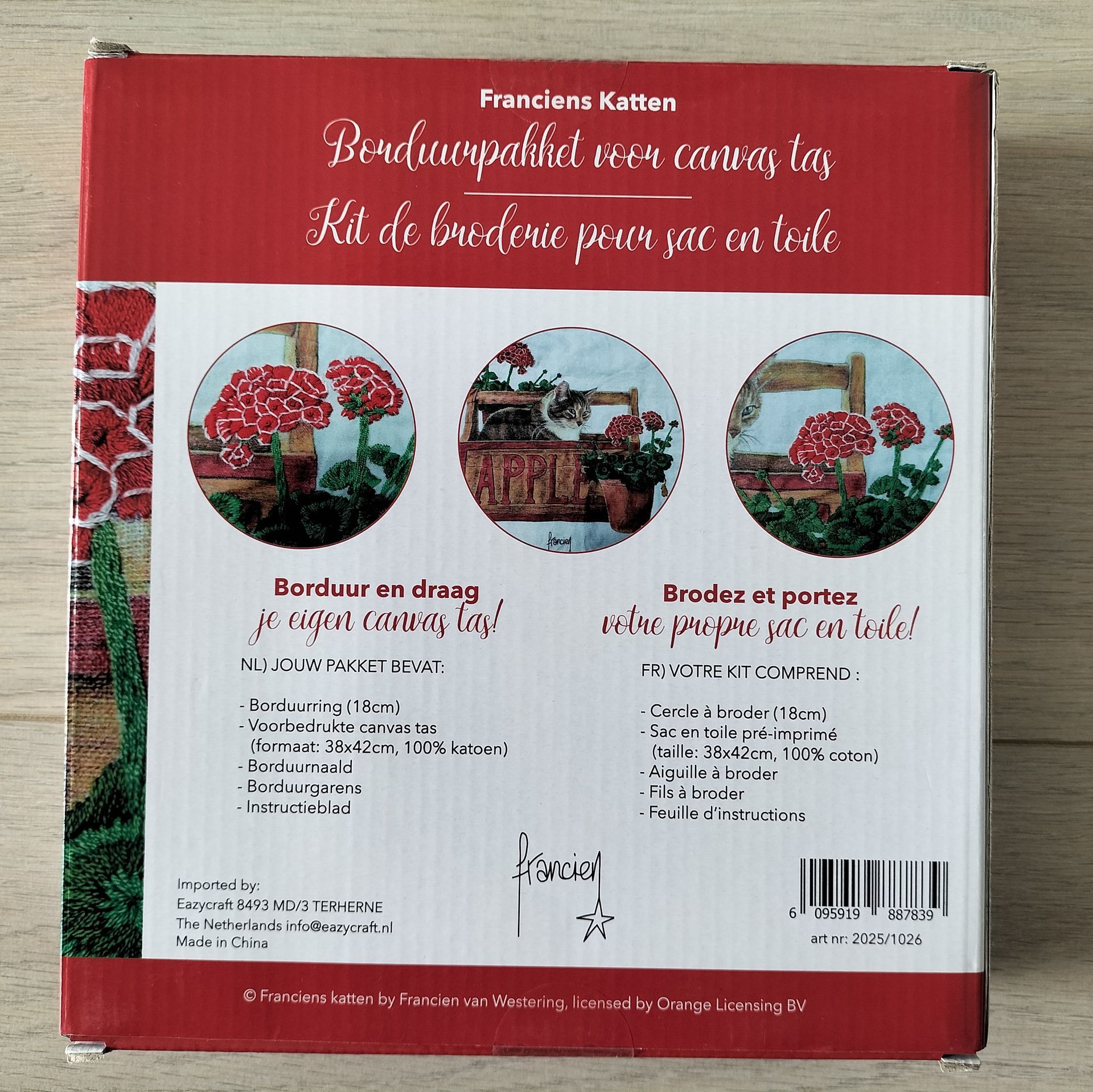 Franciens Katten: borduurpakket voor canvas tas 2025-1026