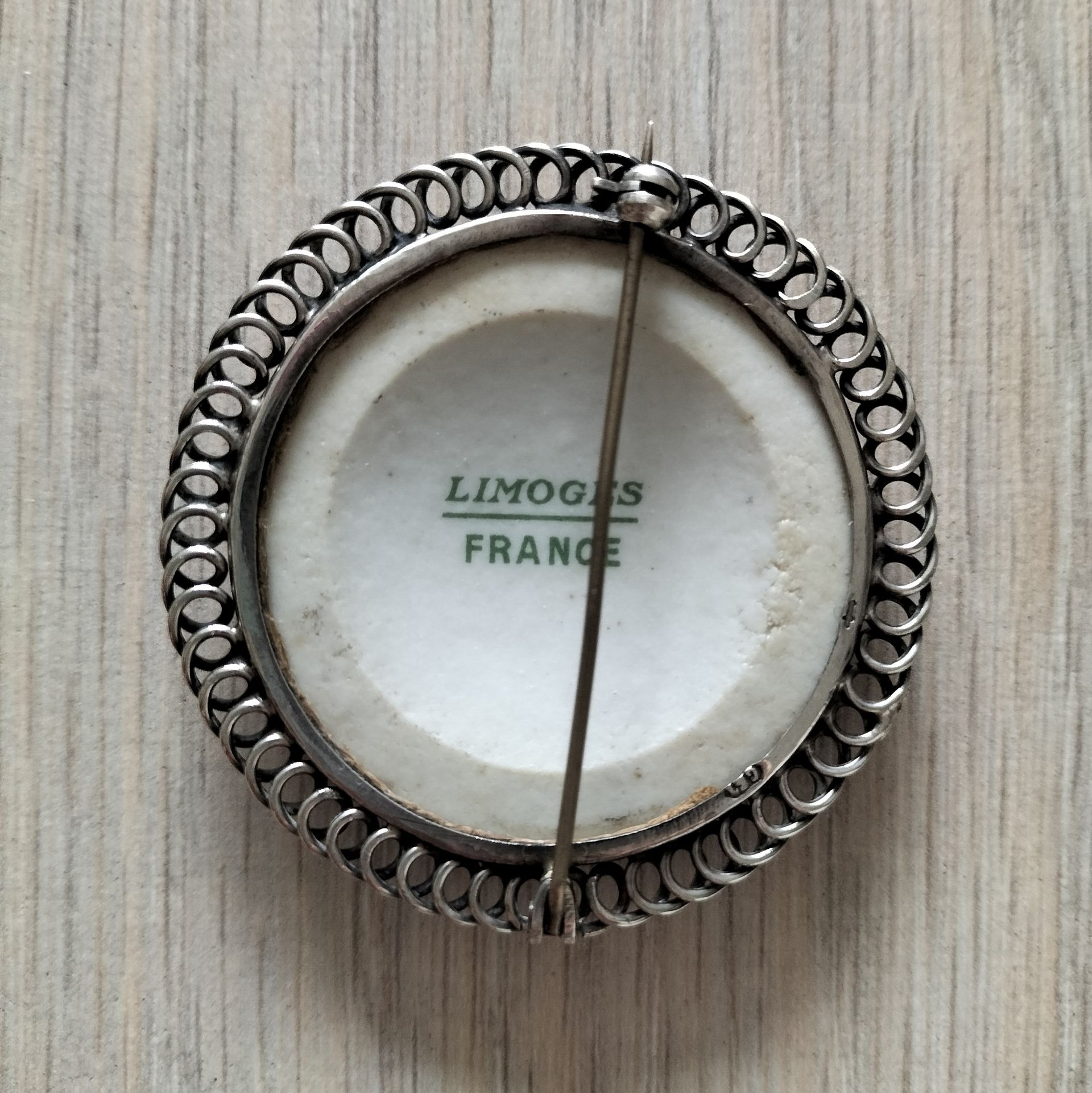 Antieke Limoges porseleinen broche