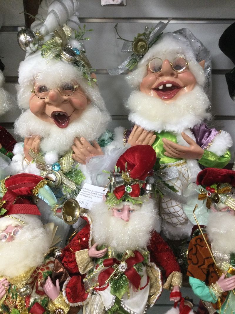 Two Santa Holding Mini Tree And Stick — Christmas Ornaments in Dubbo,NSW