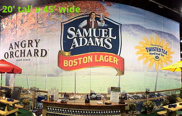 A large sign that says samuel adams boston lager on it