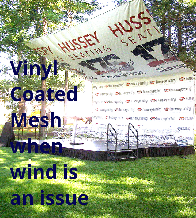 A vinyl coated mesh on mini stage