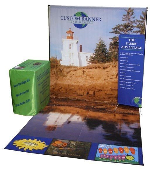 A custom banner with a lighthouse on it