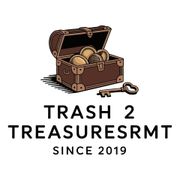 Opened treasure chest with coins and key; 