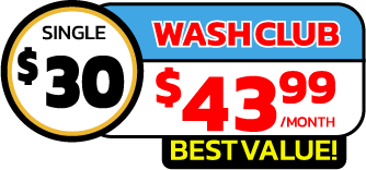 A sign that says single wash club best value
