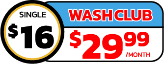 A sign that says single wash club for $ 16 / month