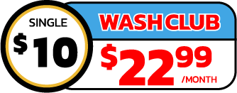 A sign for a single wash club for $ 10 / month