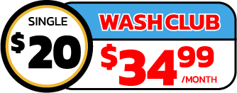 A sign that says single wash club for $ 20 $ 34.99 / month