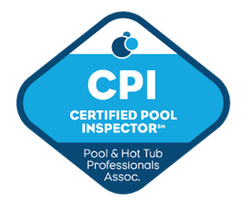 A cpi certified pool inspector badge for pool and hot tub professionals