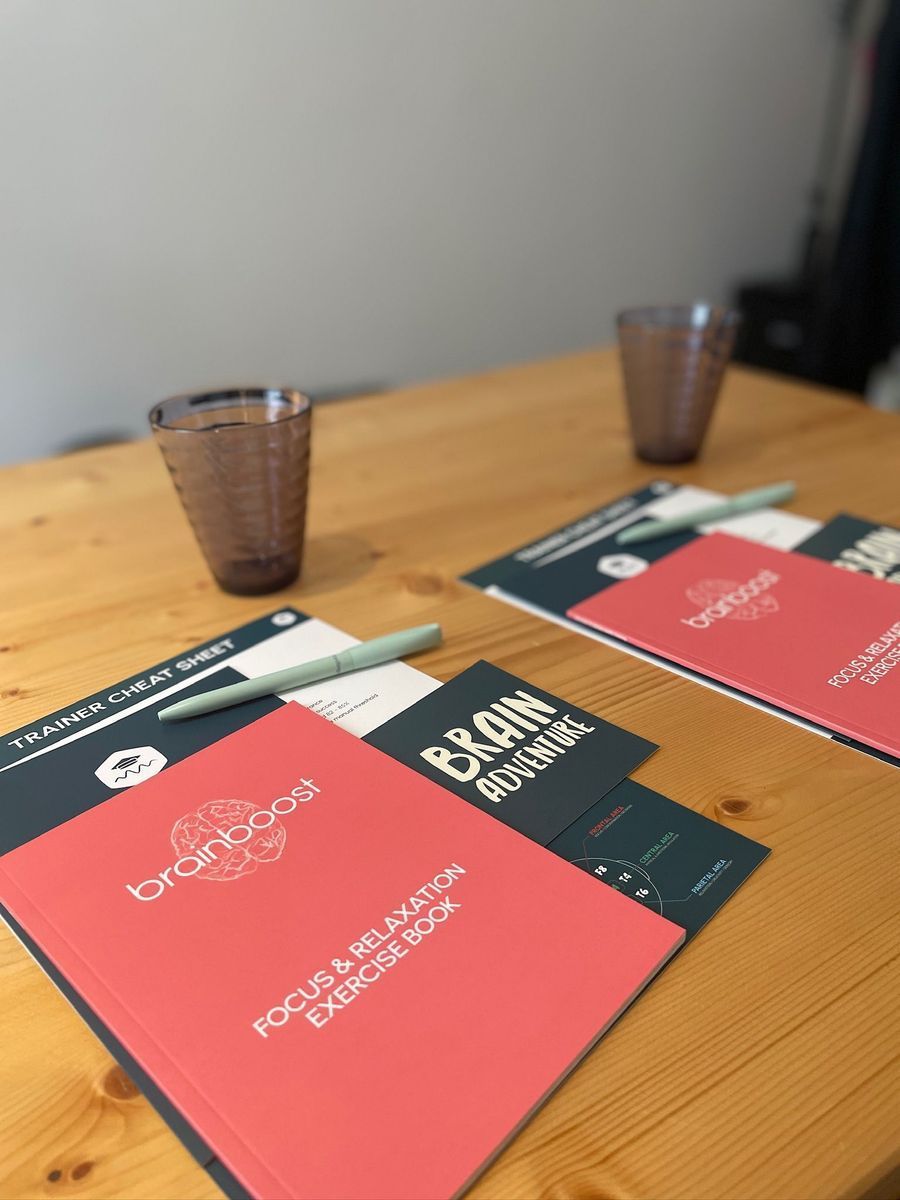 Wooden table with two pink 