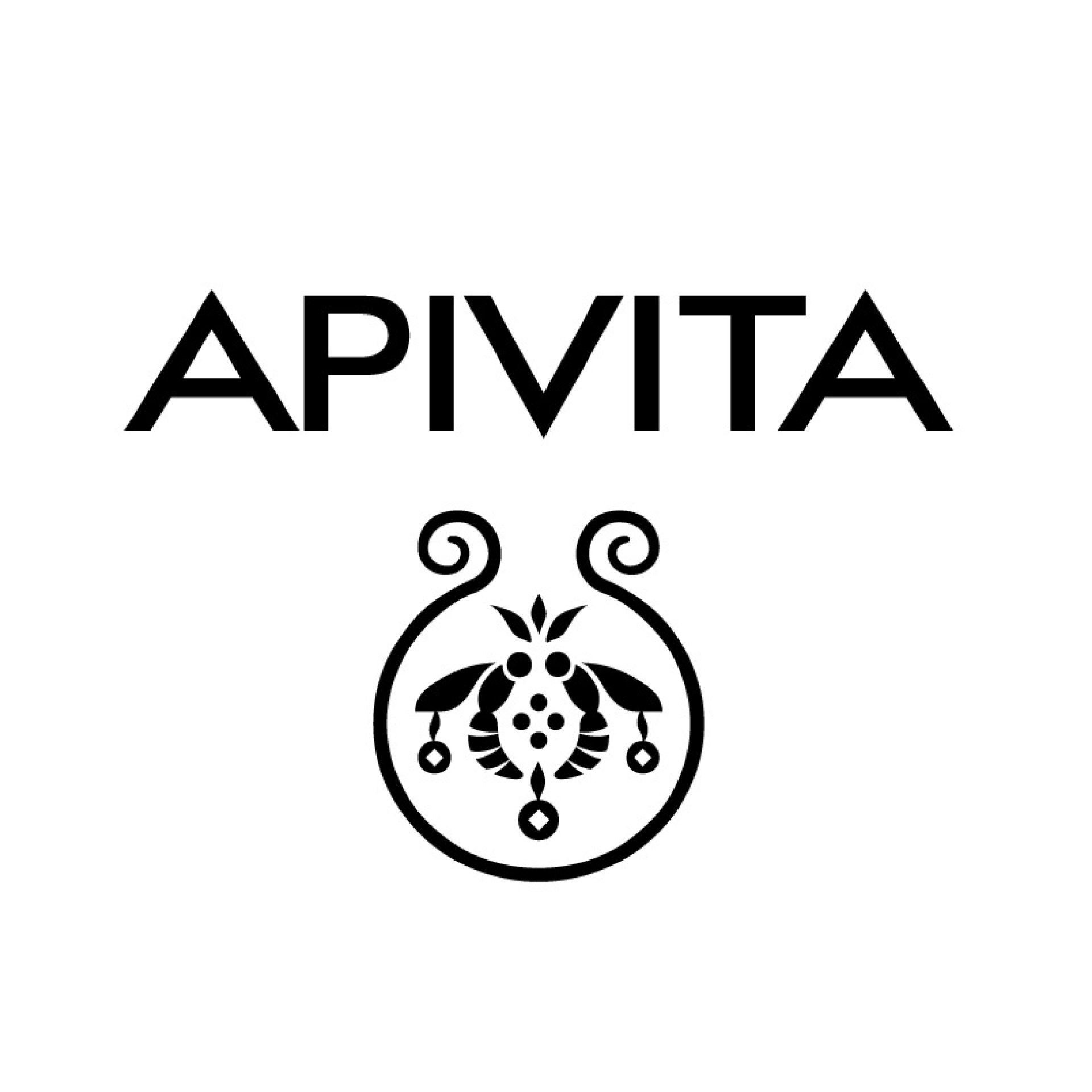 El logotipo de Apivita es un logotipo en blanco y negro con una abeja en él.