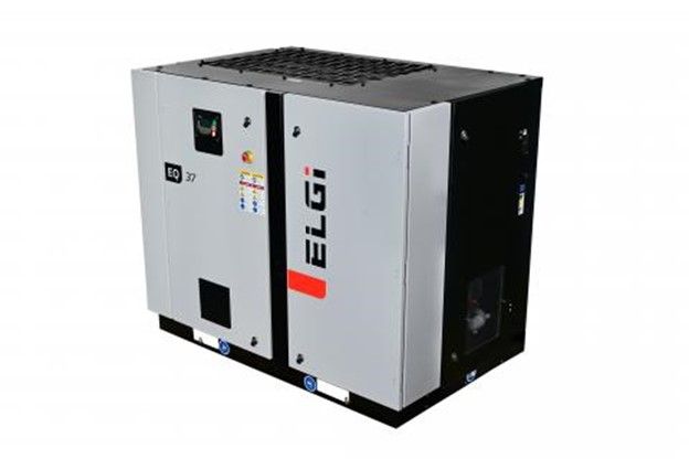 An air compressor with a dryer attached to it on a white background. An air compressor with a dryer attached to it on a white background.