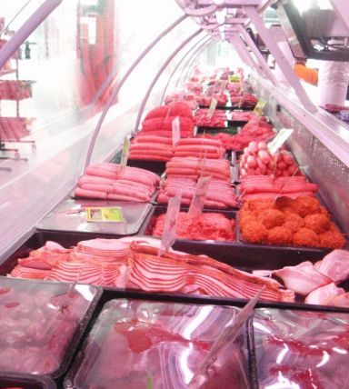 selection of fresh meat from butcher shop in Fyshwick