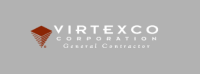 Logo for Virtexco Corporation, a general contractor. Features an orange geometric design and white text on a grey background.