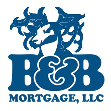 A blue and white logo for b & b mortgage llc