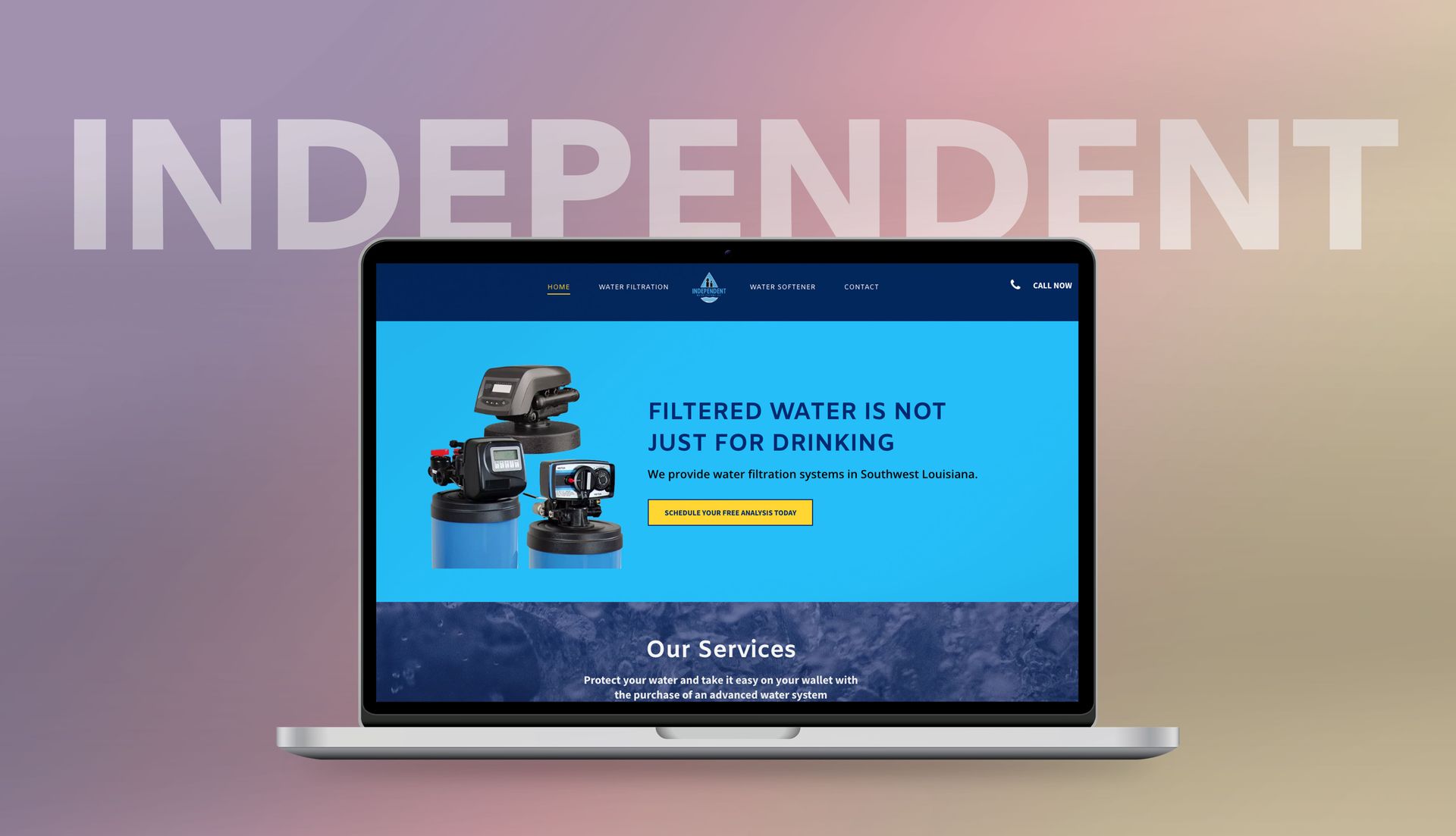 A laptop computer is open to a website that says independent.