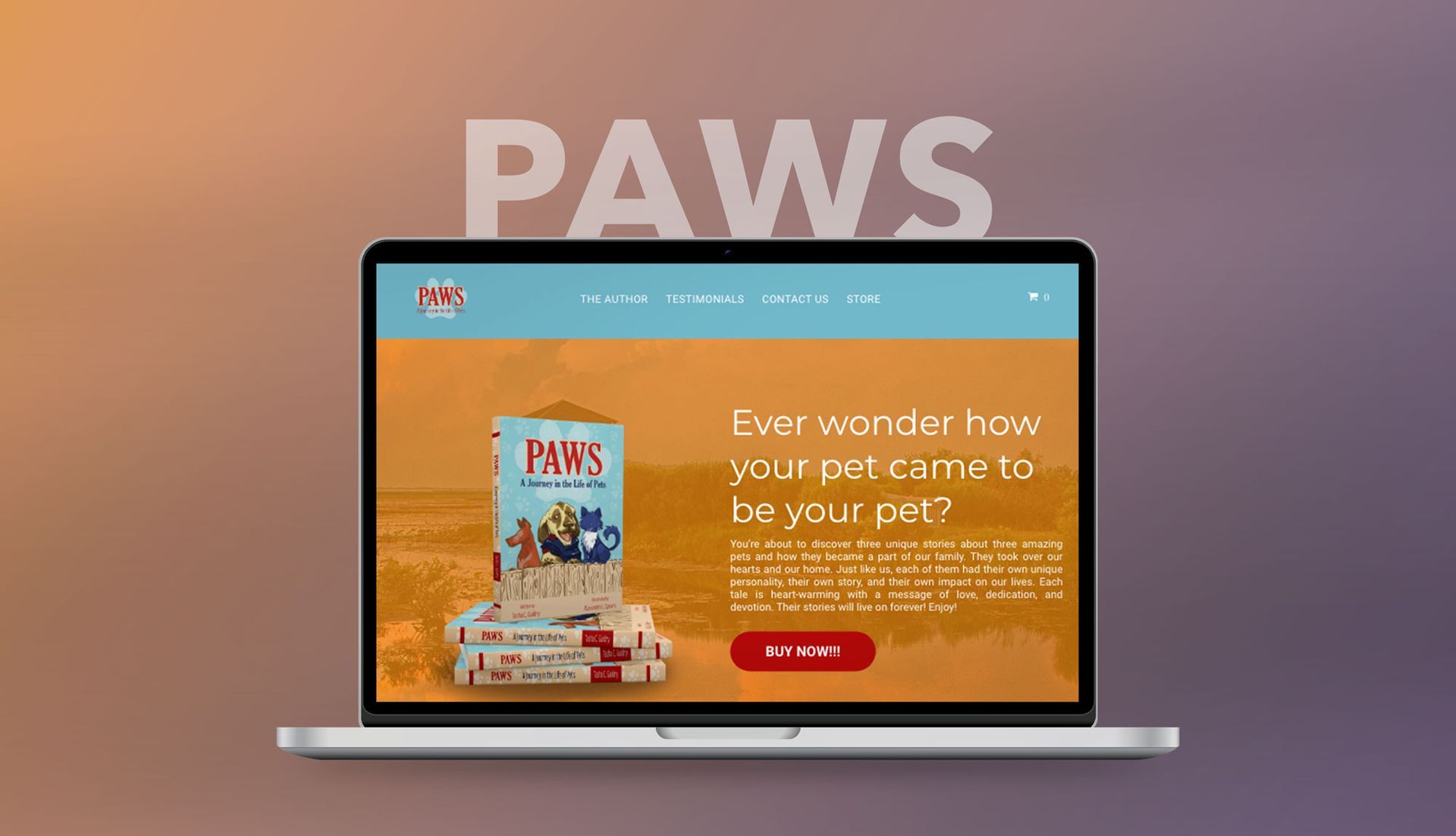A laptop computer is open to a paws website.