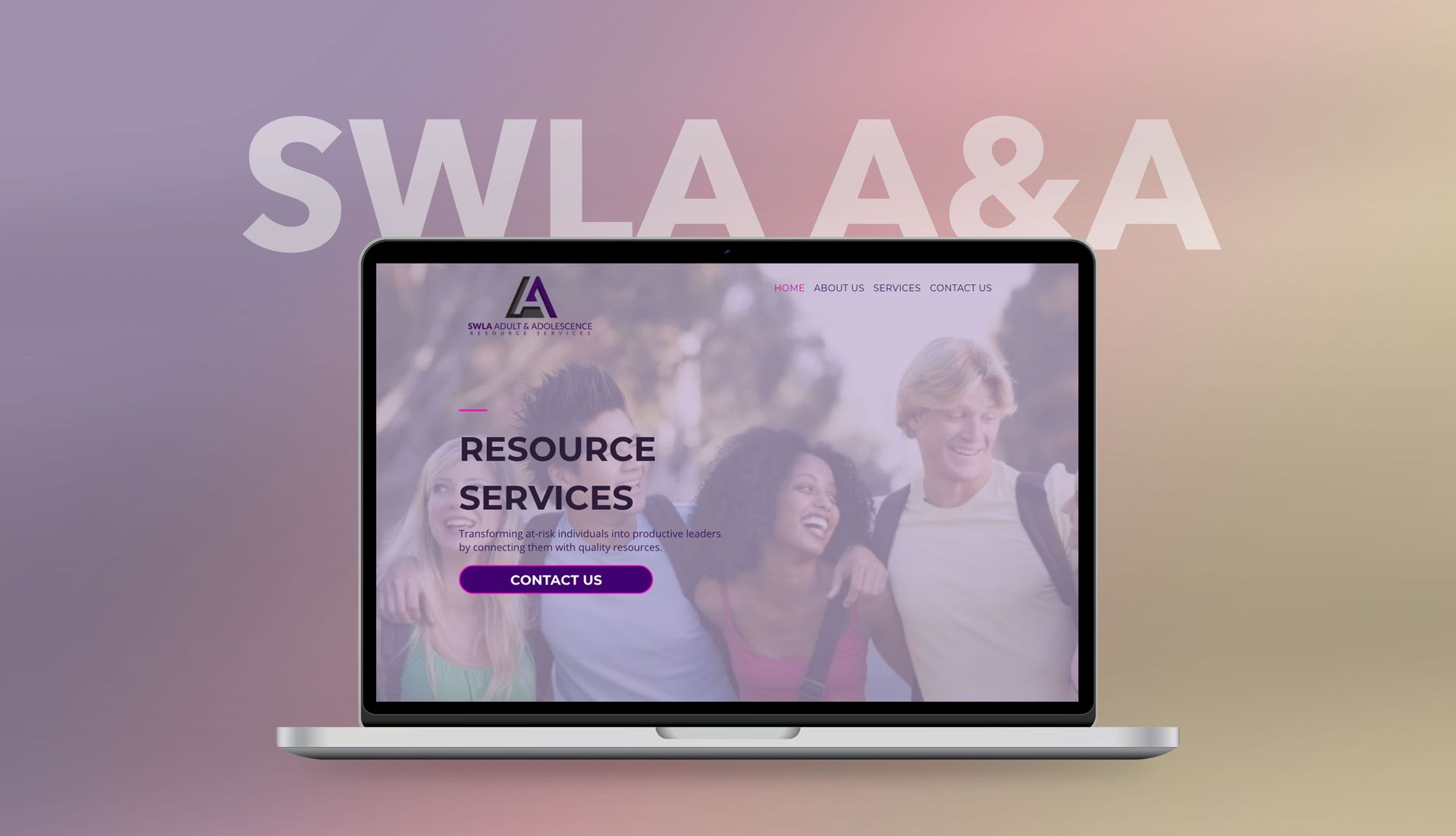 A laptop computer is open to a website for swla a & a resource services.