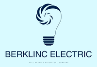 Logo for Berklinc Electric: a lightbulb with a swirling center, blue text on a light blue background.
