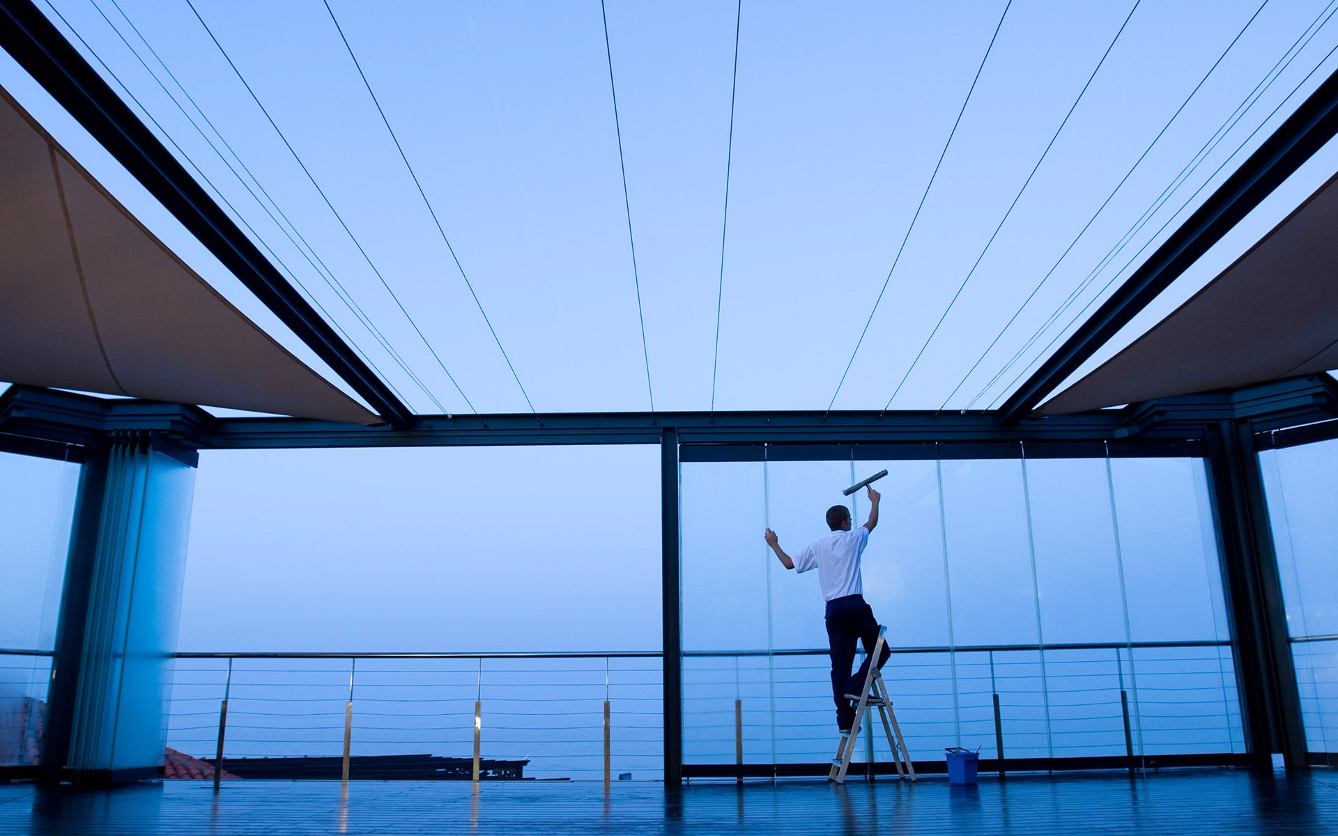 Man At Work Cleaning — Champaign, IL — Illini Cleaning Services