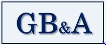 GB&A logo in blue serif letters on a light background