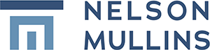 Nelson Mullins logo in blue and gray text with a stylized geometric icon