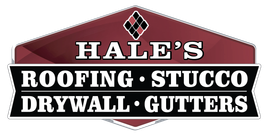 a logo for hale 's roofing stucco drywall gutters .