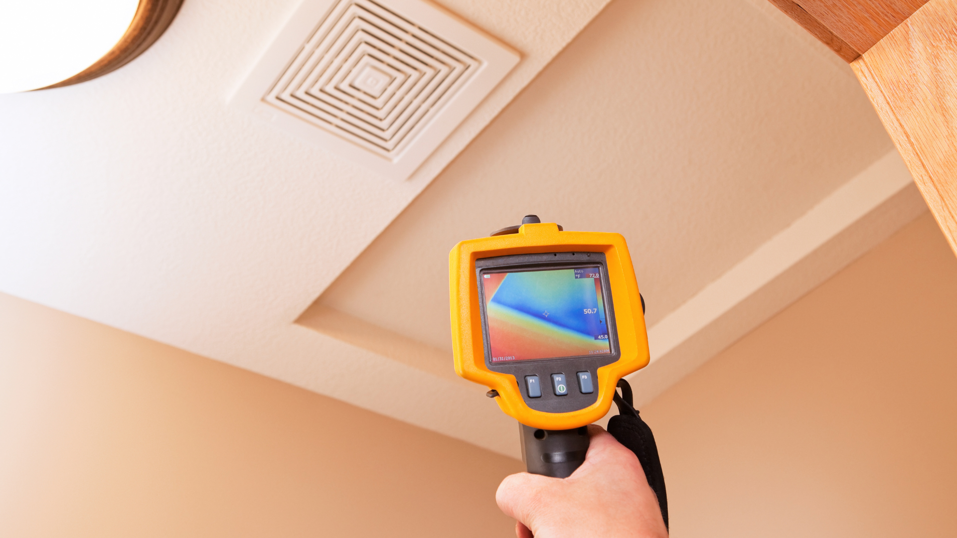 A large air conditioner is sitting on the side of a house.