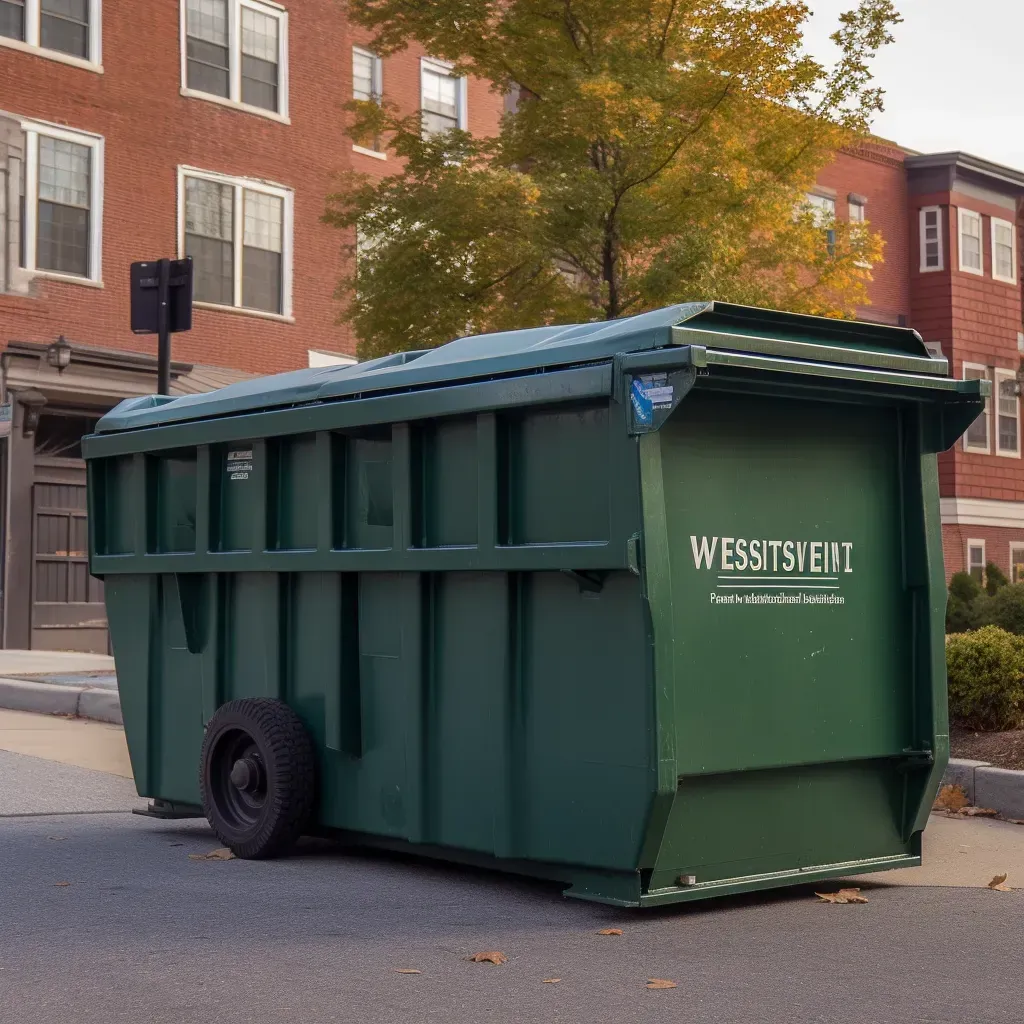 a green dumpster