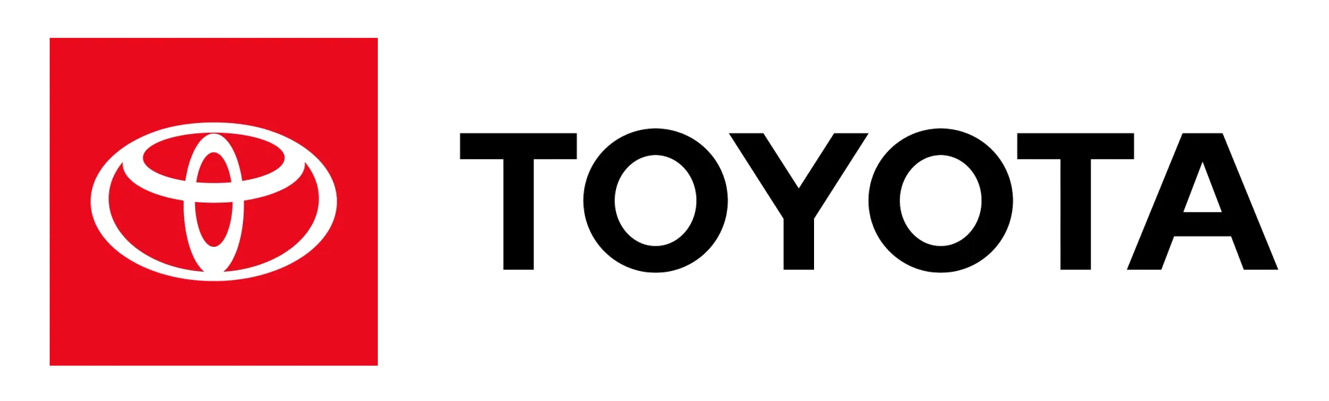The toyota logo is on a red and white background.