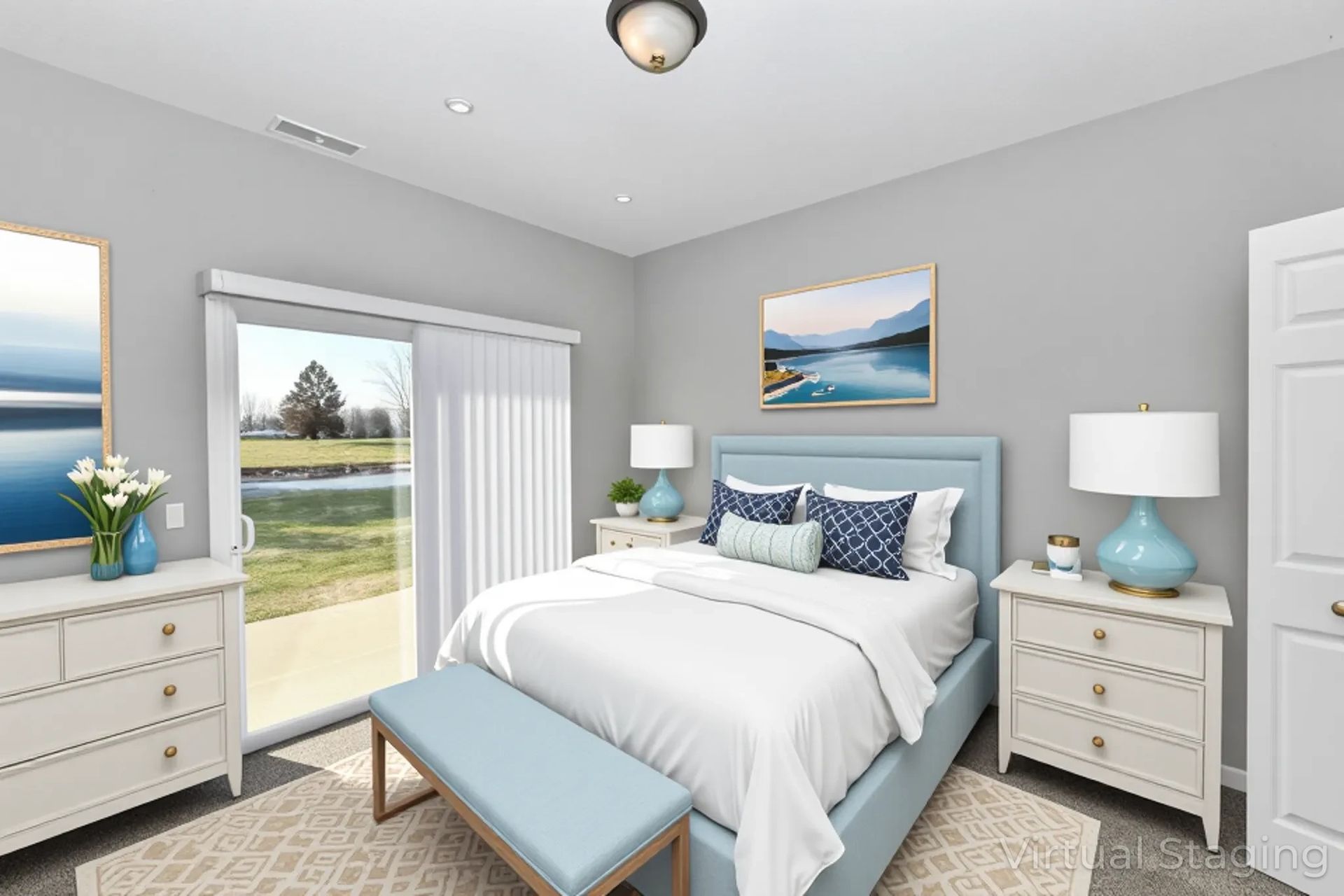 A home office with a desk , chair , lamp and bookshelf.