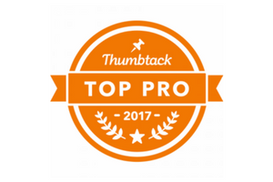 Orange Thumbtack “Top Pro” badge with 2017 and laurel design