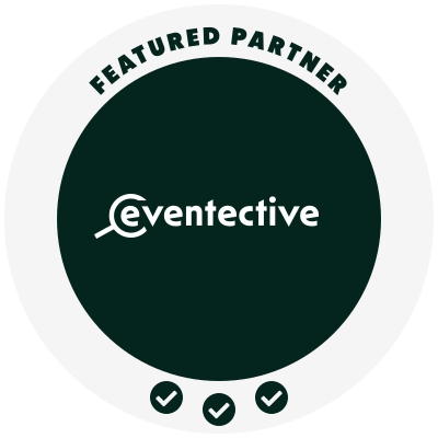Eventective featured partner badge with dark green circle and three check marks