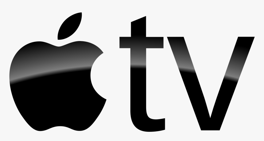A black and white apple tv logo on a white background