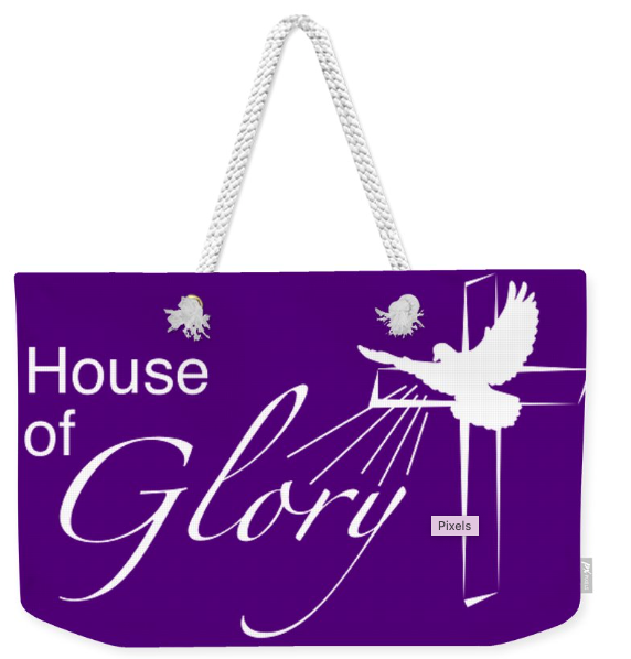 A purple bag with the words house of glory on it