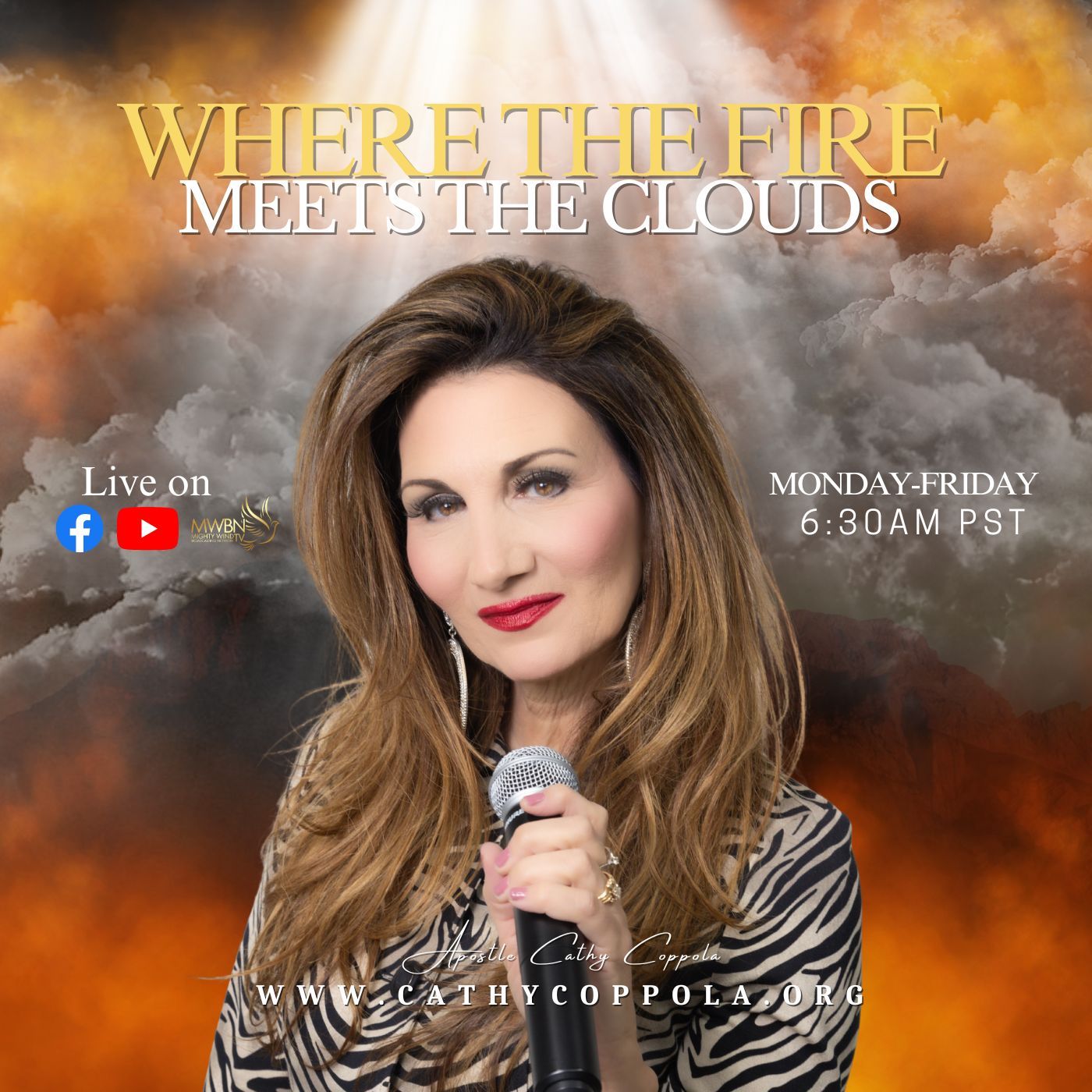 Kingdom Living with Apostle Cathy Coppola.
Online weekday morning's 6:30 am PST Bible Study.
Find us on Facebook, Youtube and Mighty Wind TV Network!