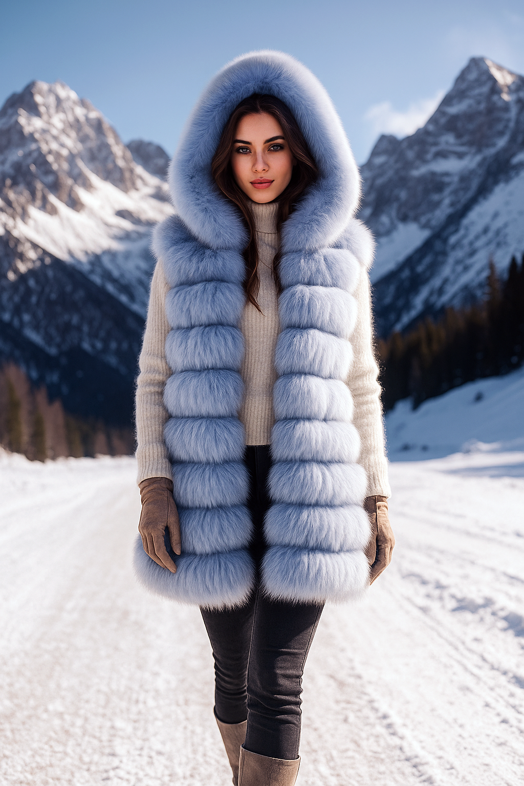 Gilet di Volpe con Cappuccio