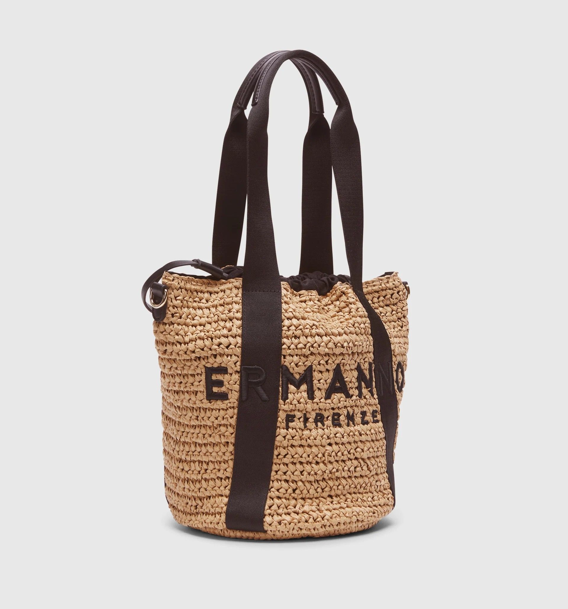 Borsa Tote in Rafia con Ricamo Signature Ermanno Firenze